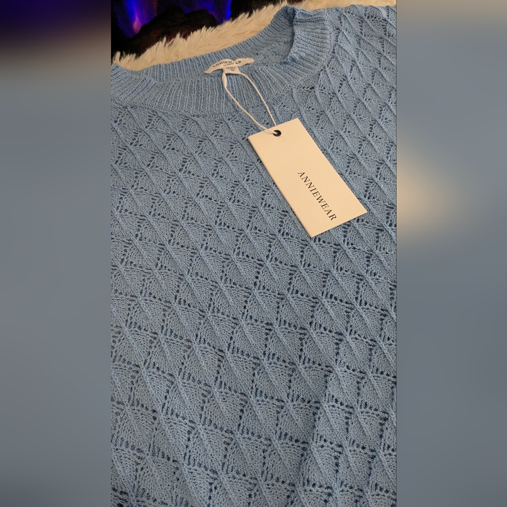 Anniewear Blue Diamond Knit Sweater - Picture 3 of 6